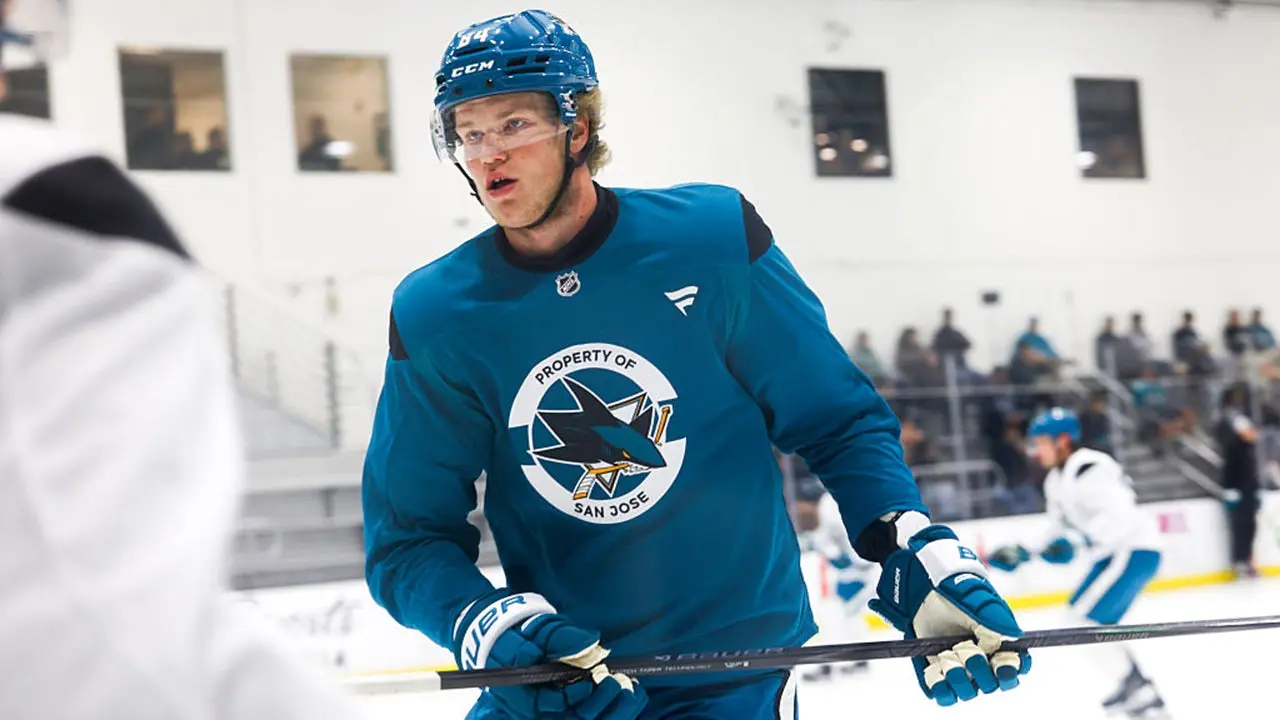 Alexander Karmanov, espoir des Sharks de 2,13 m, jette les gants face à un recrue des Kings lors d'une violente bagarre virale